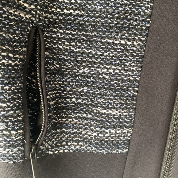 Classiques Entier L Cropped Tweed Collarless Blazer Jacket Black Blue Colorblock - Picture 8 of 8